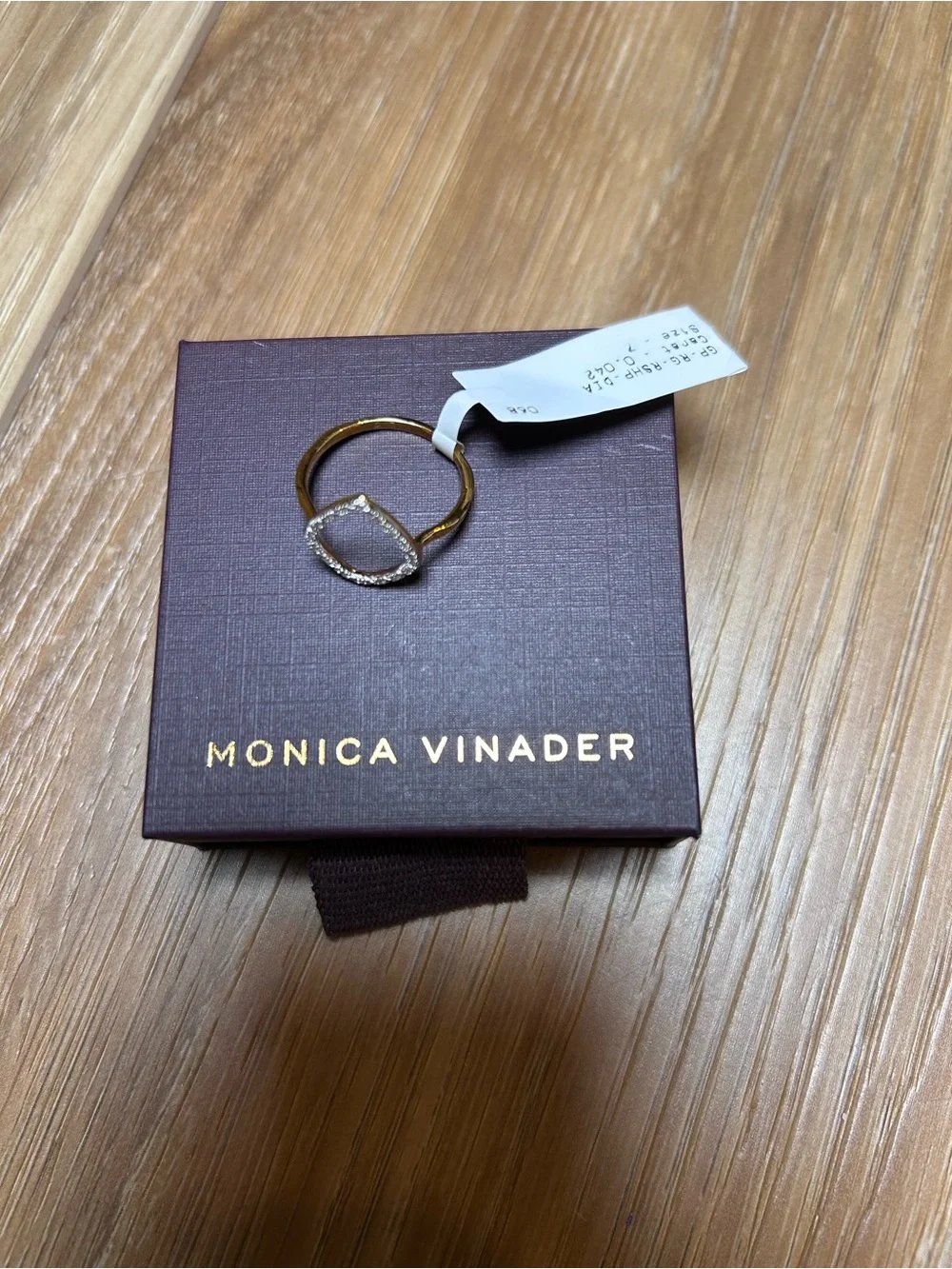 NWT Monica Vinader 18ct Gold Plated Vermeil Riva Diamond Hoop Ring size 7